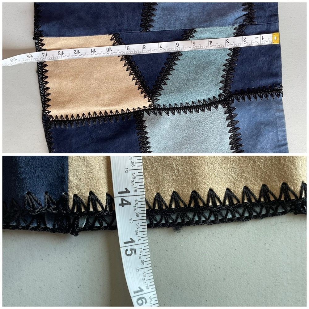 Zara size small patchwork suede leather mini skirt concert festival going out - Picture 7 of 11